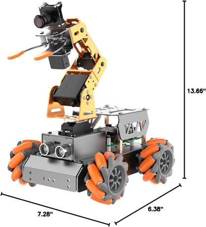 Masterpi 5DOF Robotic Arm for Raspberrypi 5 AI Vision Tracking Target Sorting Line Follow Open Source Programming Smart Robot Car Kit for Teen Adult STEM Educational Building Robot, Rpi Not Included