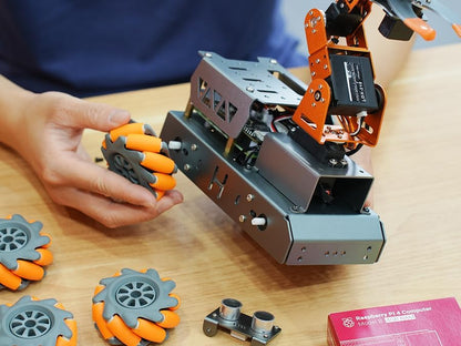 Masterpi 5DOF Robotic Arm for Raspberrypi 5 AI Vision Tracking Target Sorting Line Follow Open Source Programming Smart Robot Car Kit for Teen Adult STEM Educational Building Robot, Rpi Not Included