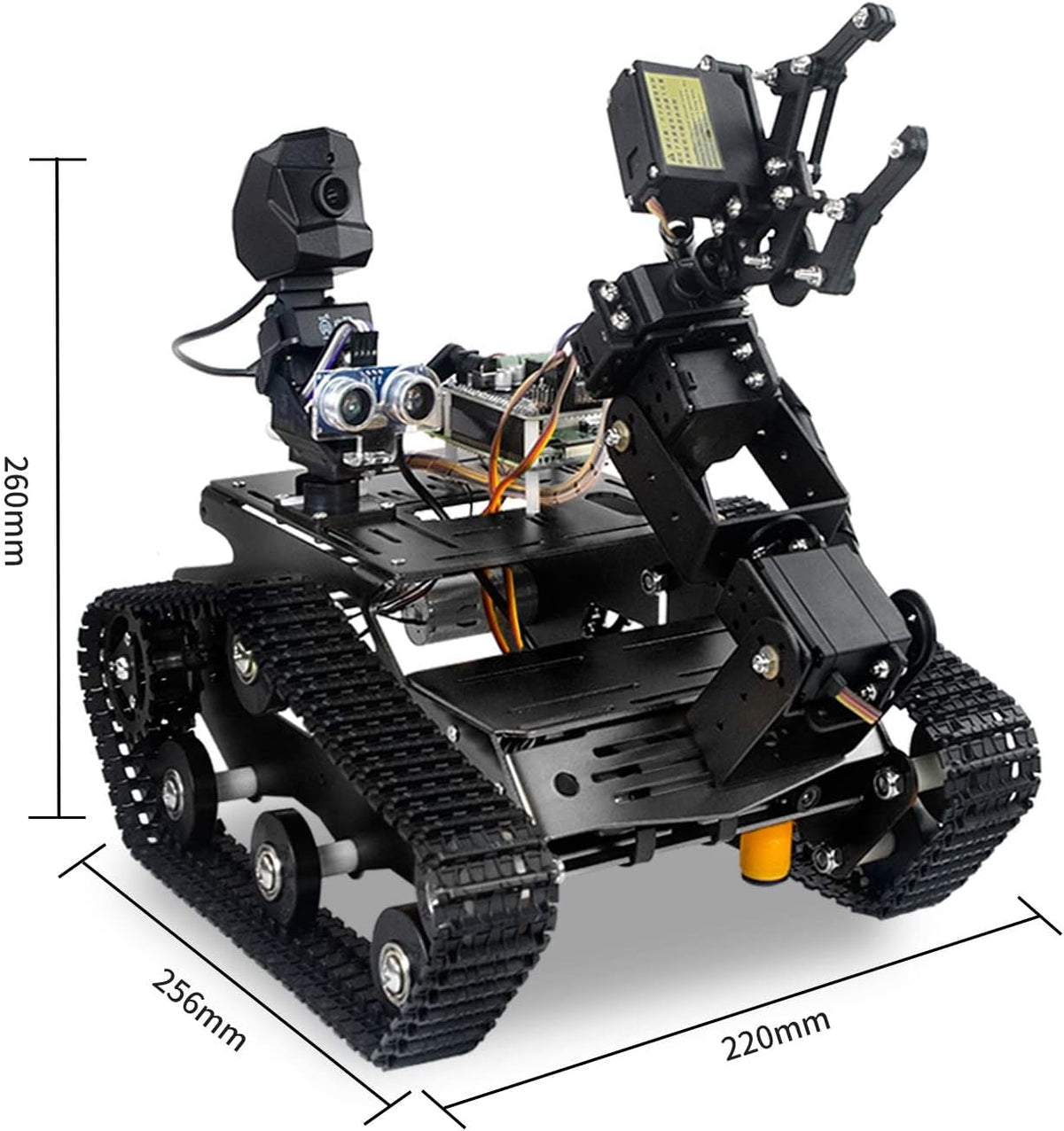 Smart Wifi Robot Kit for Raspberry Pi 5 4B 3B, 4DOF Robotic Arm Track Tank Chassis Robot Car with HD Camera Ultrasonic Infrared Sensor Programming Project for 14+(Without Raspberry Pi)