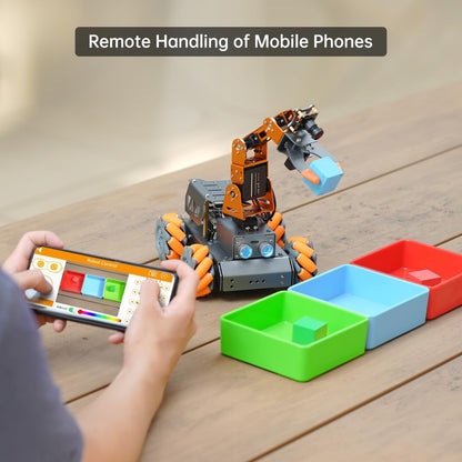 Masterpi 5DOF Robotic Arm for Raspberrypi 5 AI Vision Tracking Target Sorting Line Follow Open Source Programming Smart Robot Car Kit for Teen Adult STEM Educational Building Robot, Rpi Not Included