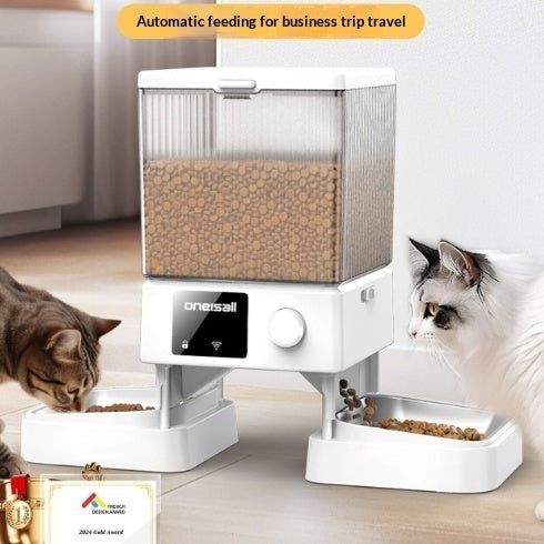 Automatic Cat Feeder With Dual Bowls Visual Timer-Controlled Portion-Adjustable Smart Pet Feeder For Cat Food